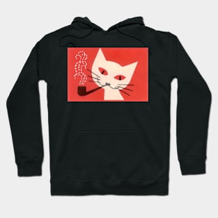 Cat with a Pipe - 1960s Czechoslovakian Matchbook Hoodie